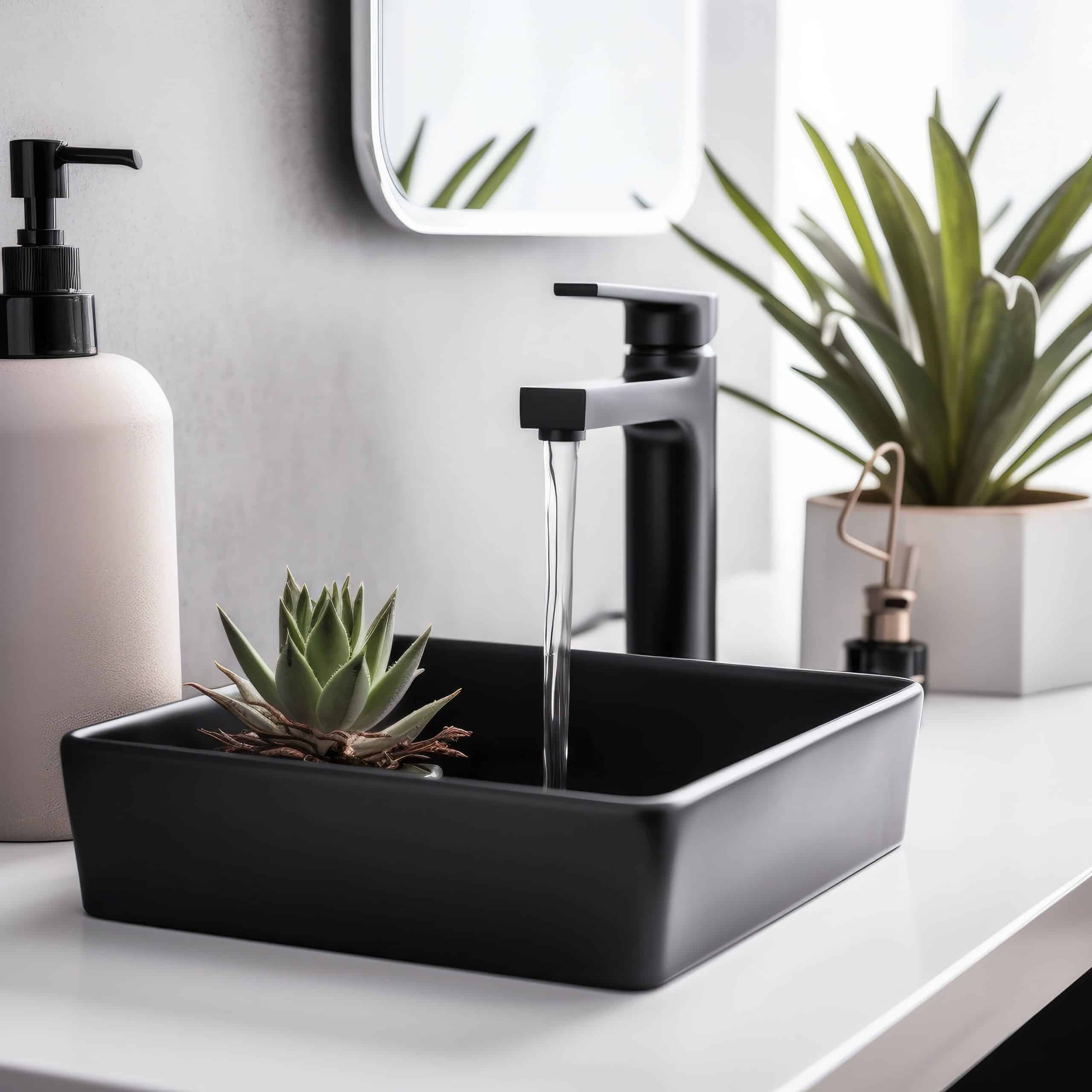 black bathroom sink