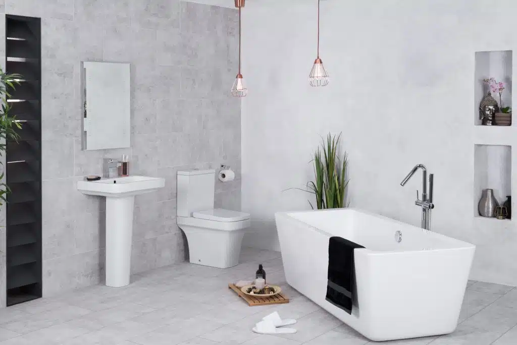 modern bathroom with toilet bathtub