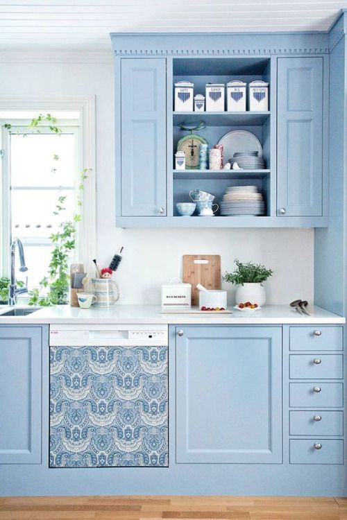 aesthetic blue kitchen