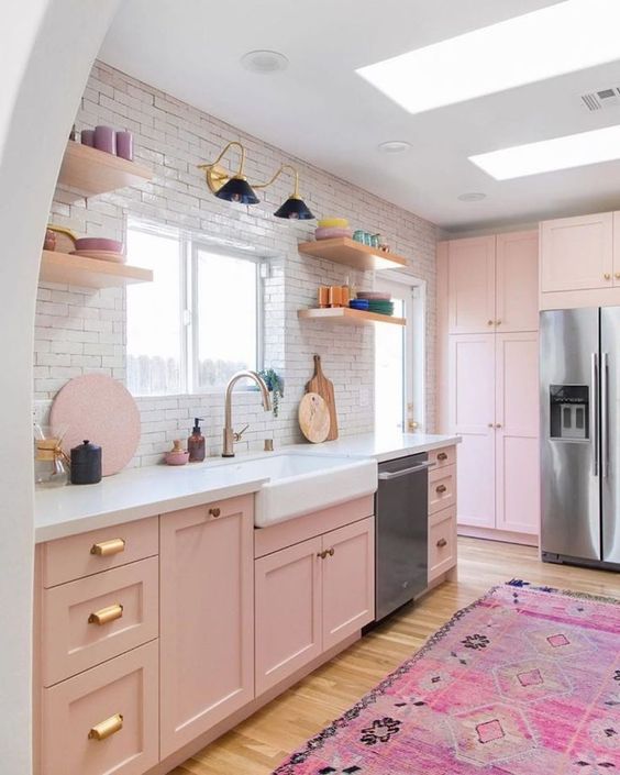 aesthetic pink kitchen