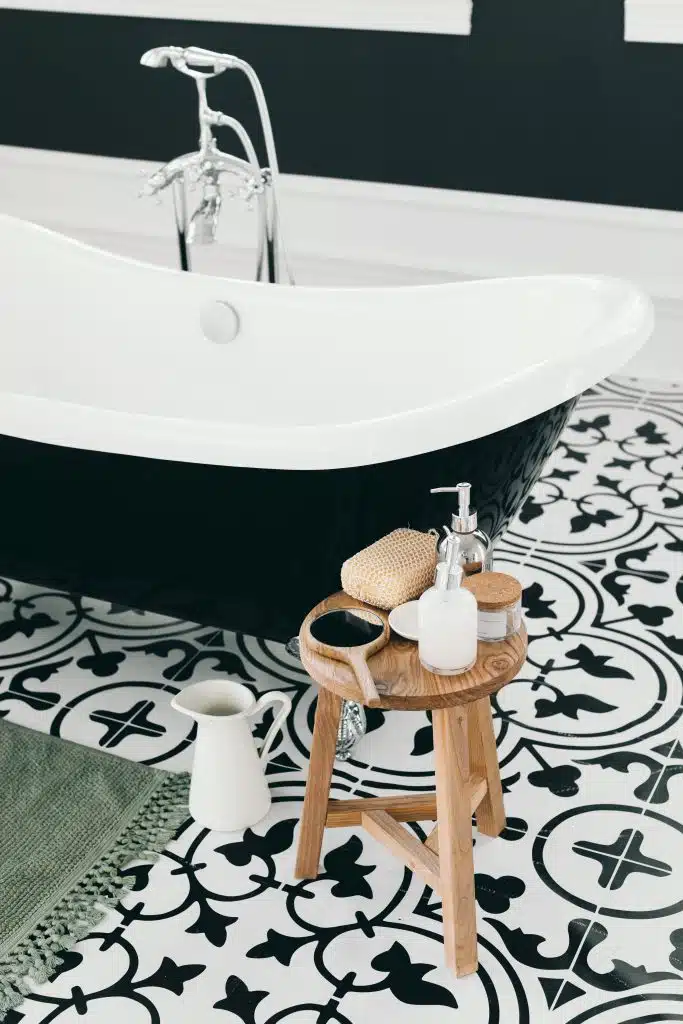 black and white bathroom tile