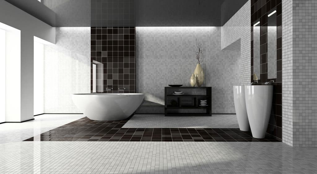 black and white bathroom floor tile